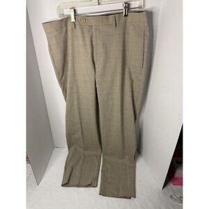 LAUREN RALPH LAUREN Mens Plaid Dress Pants Tan Beige 34W x 30L Polyester Blend